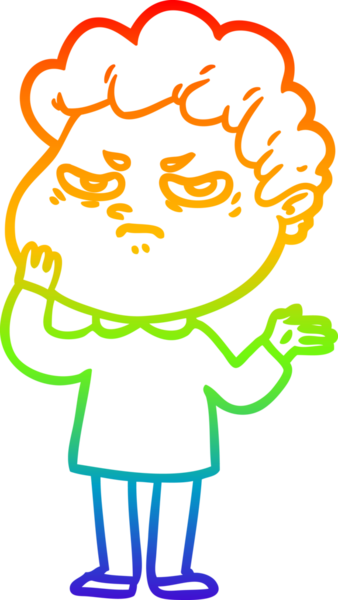 Bir insan tarafından çizilmiş kızgın bir adamın çizdiği gökkuşağı gradyanı çizimi