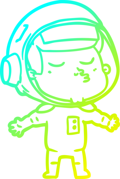 Bir insan tarafından çizilmiş kendinden emin bir astronotun soğuk çizgi çizimi.