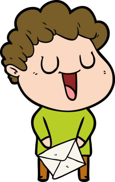 Bir insan tarafından çizilmiş gülen karikatür adam.