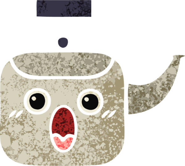 Bir insan tarafından çizilmiş bir çaydanlığın retro çizim tarzı karikatürü