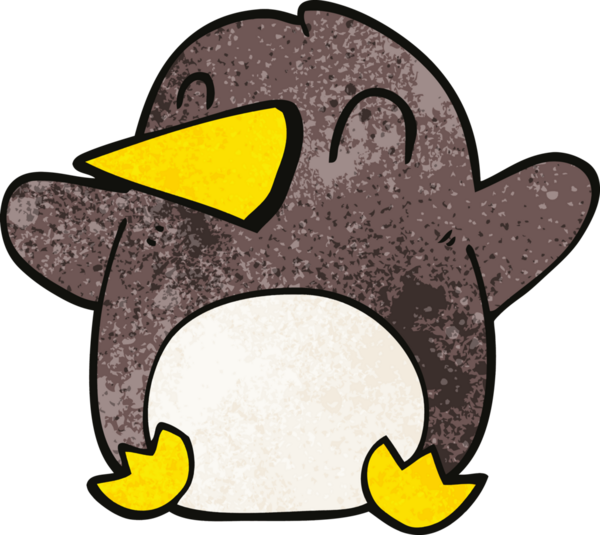 Bir insan tarafından çizilmiş karalama dans eden penguen.