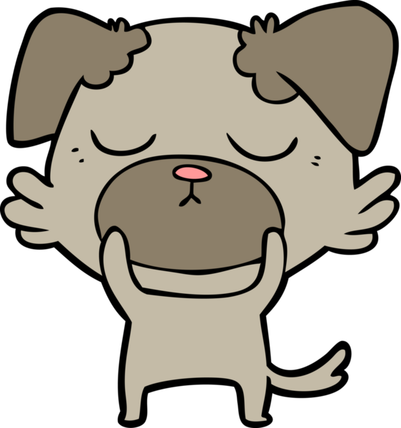 Bir insan tarafından çizilmiş şirin bir çizgi film köpeği.