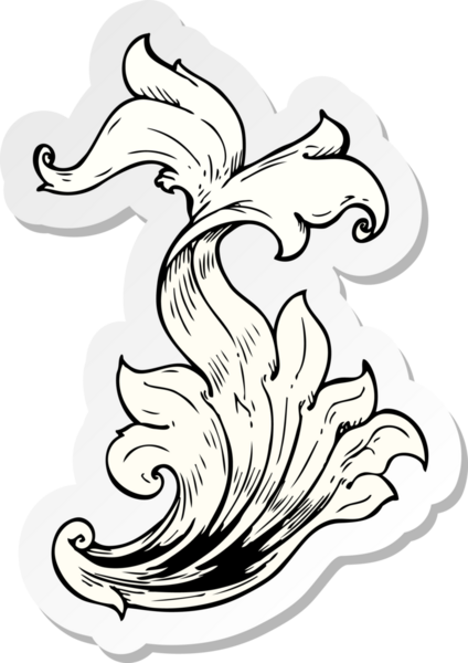 Geleneksel bir el çıkartması. Bir insan tarafından çizilmiş çiçek girdabı.