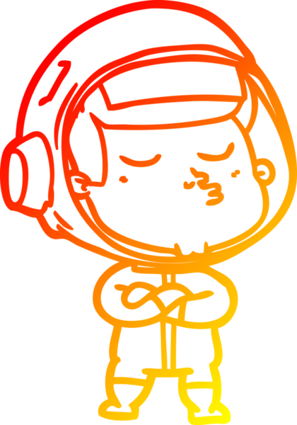 Bir insan tarafından çizilmiş kendinden emin bir astronotun sıcak çizgi çizimi