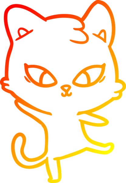 Bir insan tarafından çizilmiş sevimli bir çizgi film kedisinin sıcak çizgi çizgisi.