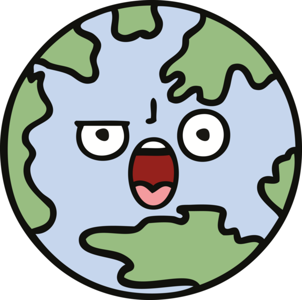 Bir insan tarafından çizilmiş şirin bir dünya karikatürü.