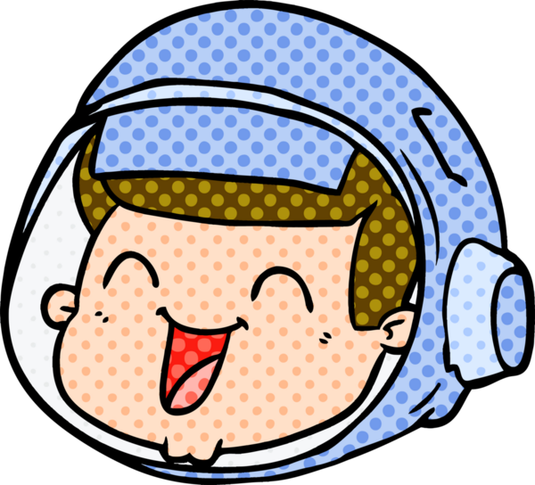 Bir insan tarafından çizilmiş mutlu astronot yüzü.
