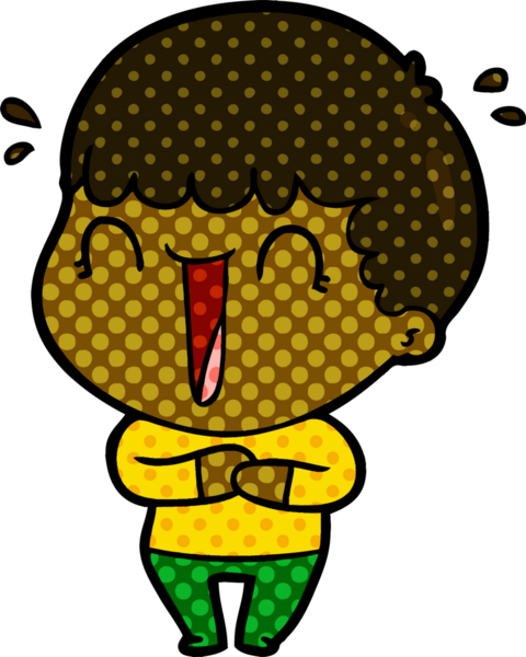 Bir insan tarafından çizilmiş gülen karikatür adam.