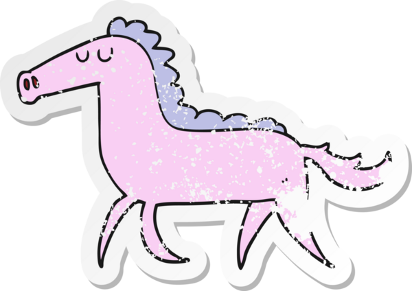 Bir insan tarafından çizilmiş karikatür atının sıkıntılı çıkartması.