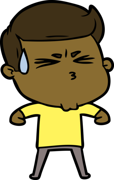 Bir insan tarafından çizilmiş terleyen çizgi film adamı.