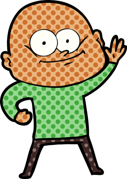 Bir insan tarafından çizilmiş kel bir adam.