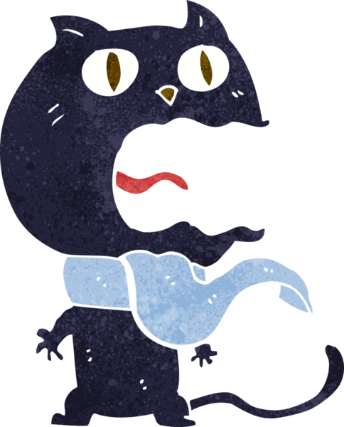 Bir insan tarafından çizilmiş korkmuş çizgi film kedisi.