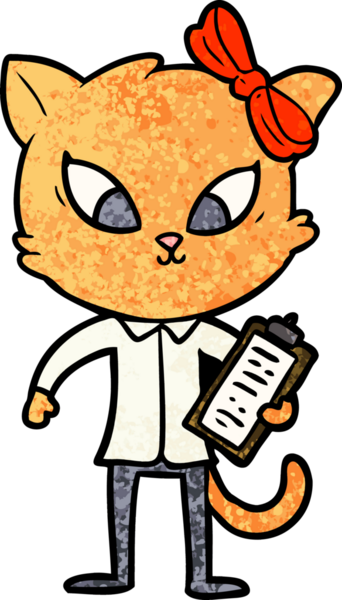 Bir insan tarafından çizilmiş çizgi film kedisi.