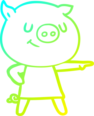 Bir insan tarafından çizilmiş mutlu çizgi film domuzu çizimi.