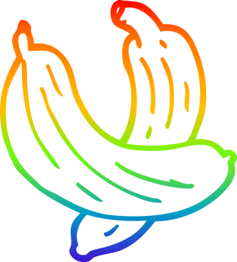 Bir insan tarafından çizilmiş bir muz karikatürünün gradyan çizimi