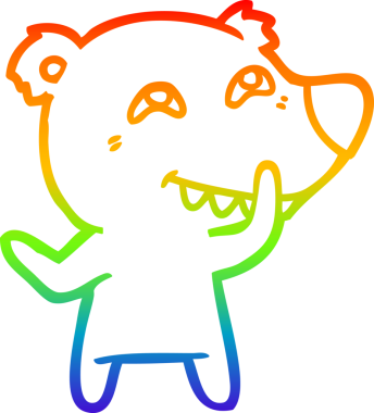 Bir insan tarafından çizilmiş dişleri gösteren çizgi film ayısının çizimi.