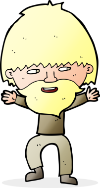 Bir insan tarafından çizilmiş sakallı mutlu adam çizgi filmi.