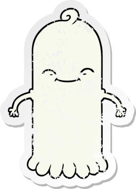 Bir insan tarafından çizilmiş karikatür bir hayaletin sıkıntılı çıkartması.