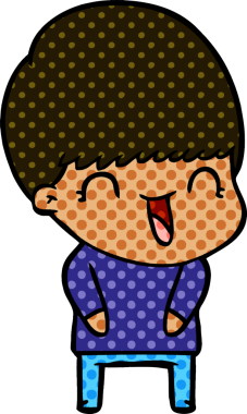 Bir insan tarafından çizilmiş mutlu çizgi film çocuğu.