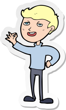 Bir karikatürcünün çıkartması bir insan tarafından çizilmiş mükemmel bir jest yapıyor.