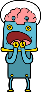 Bir insan tarafından çizilmiş çizgi film robotu