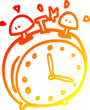 Bir insan tarafından çizilmiş çizgi film alram saatinin sıcak gradyan çizimi