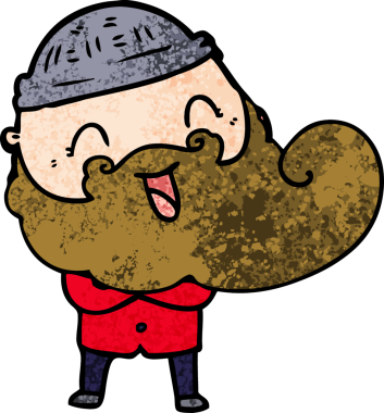 Bir insan tarafından çizilmiş mutlu sakallı adam.