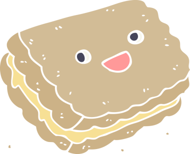 Bir insan tarafından çizilmiş düz renkli çizgi film bisküvisi