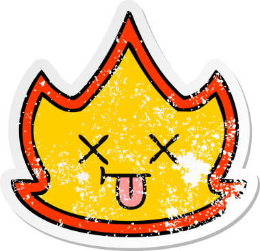 Bir insan tarafından çizilmiş şirin bir çizgi film yangınının sıkıntılı çıkartması.