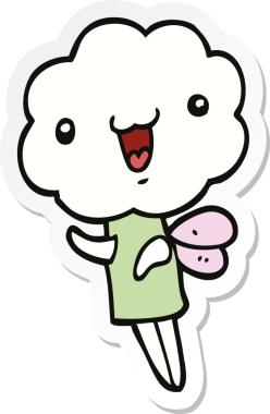 Bir insan tarafından çizilmiş şirin bir bulut kafalı yaratığın çıkartması.