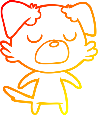 Bir insan tarafından çizilmiş çizgi film köpeğinin sıcak çizgi çizimi