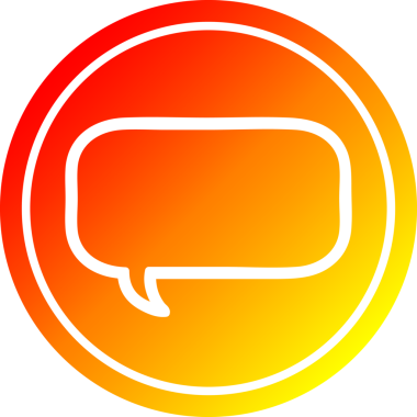 Bir insan tarafından çizilen sıcak gradyan bitiş ile konuşma kabarcığı dairesel simgesi