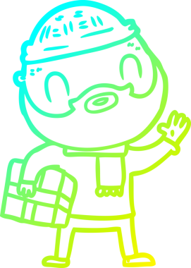 Bir insan tarafından çizilmiş sakallı bir karikatür çizimi.