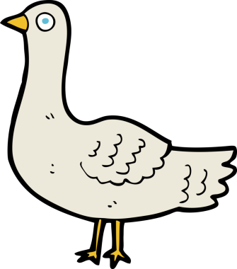 Bir insan tarafından çizilmiş çizgi film kuşu.