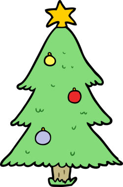 Bir insan tarafından çizilmiş karikatür noel ağacı