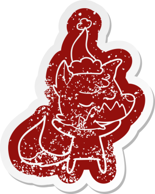 Dost canlısı çizgi film, Noel Baba şapkası takan bir tilkinin sıkıntılı çıkartması.