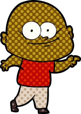 Bir insan tarafından çizilmiş kel bir adam.