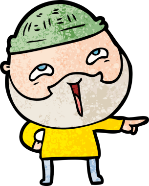 Bir insan tarafından çizilmiş mutlu sakallı bir adam.