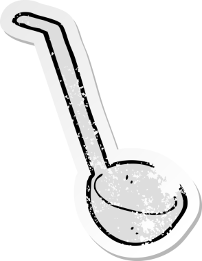 Bir insan tarafından çizilmiş karikatür kepçesinin geriletilmiş yapıştırması.