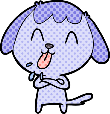 Bir insan tarafından çizilmiş şirin bir çizgi film köpeği.