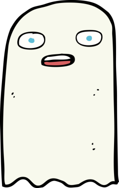 Bir insan tarafından çizilmiş komik çizgi film hayaleti.