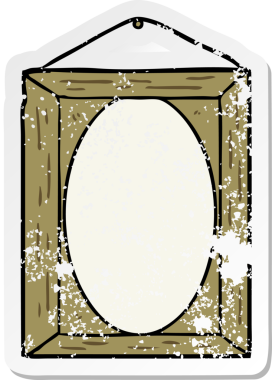 Bir insan tarafından çizilmiş bir resim çerçevesinin sıkıntılı etiketi