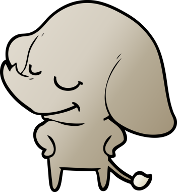 Bir insan tarafından çizilmiş gülümseyen bir fil.