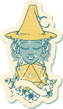 Retro Dövme Biçimli elf karakteri Bir insan tarafından çizilmiş doğal yirmi zar atışıyla