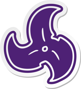 Bir insan tarafından çizilmiş tek bir ninja yıldızının çizgi film çıkartması.