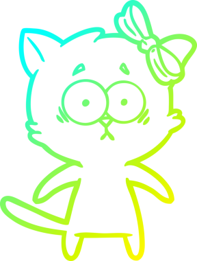 Bir insan tarafından çizilen çizgi film kedisinin soğuk gradyan çizgisi.