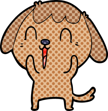 Bir insan tarafından çizilmiş şirin bir çizgi film köpeği.