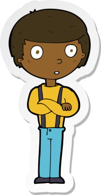 Bir insan tarafından çizilmiş kolları olan bir çizgi film karakterinin çıkartması.