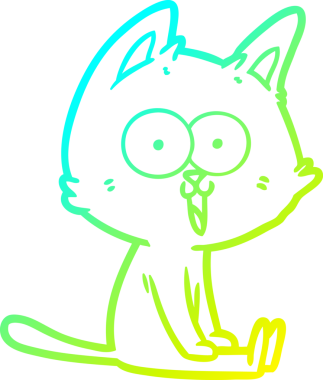 Bir insan tarafından çizilmiş komik çizgi film kedisinin soğuk gradyan çizgisi.