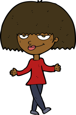 Bir insan tarafından çizilmiş kendini beğenmiş bir kadın.